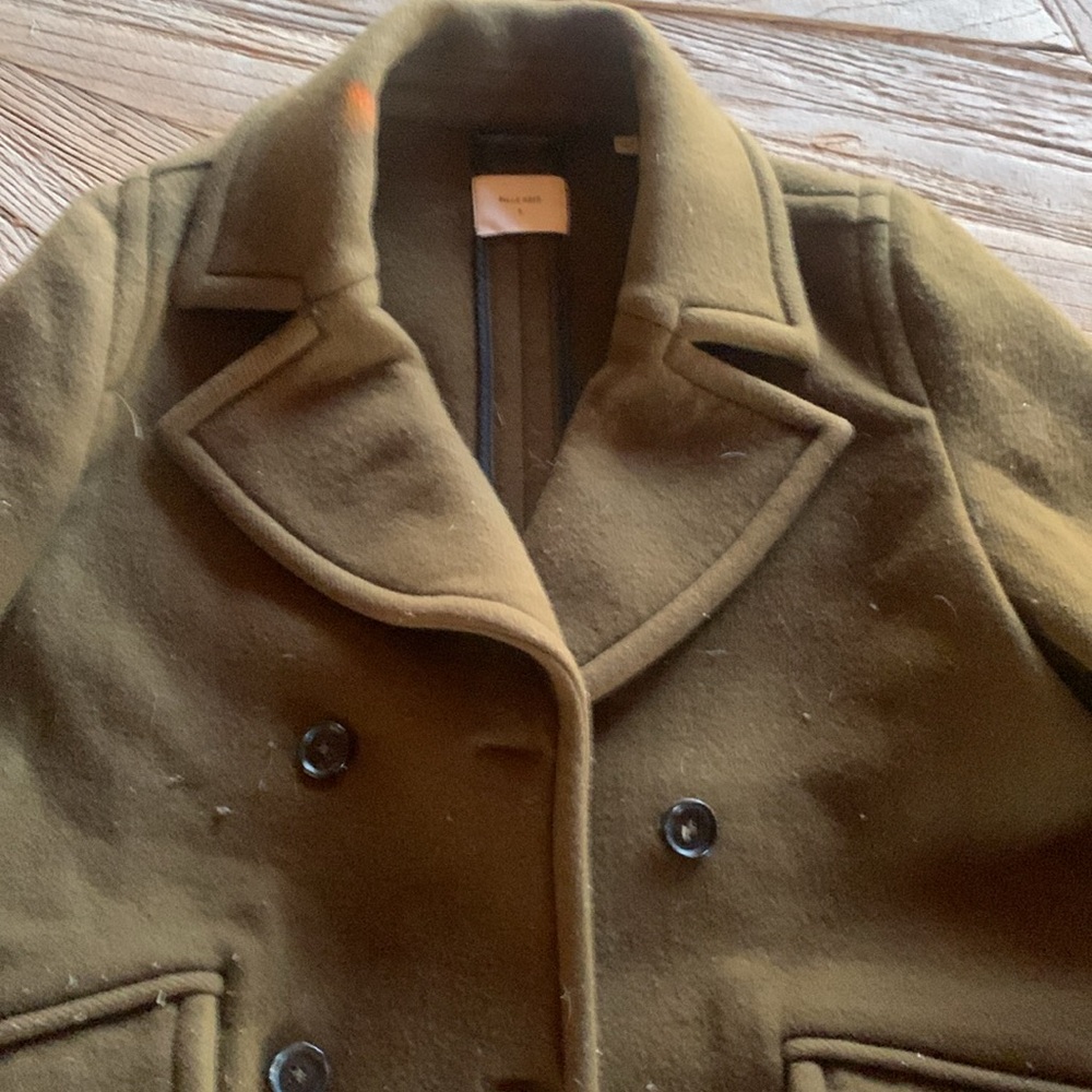 Billy Reid pea coat, olive green